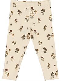 Petit Piao leggings i creme med Fungi svampeprint set forfra